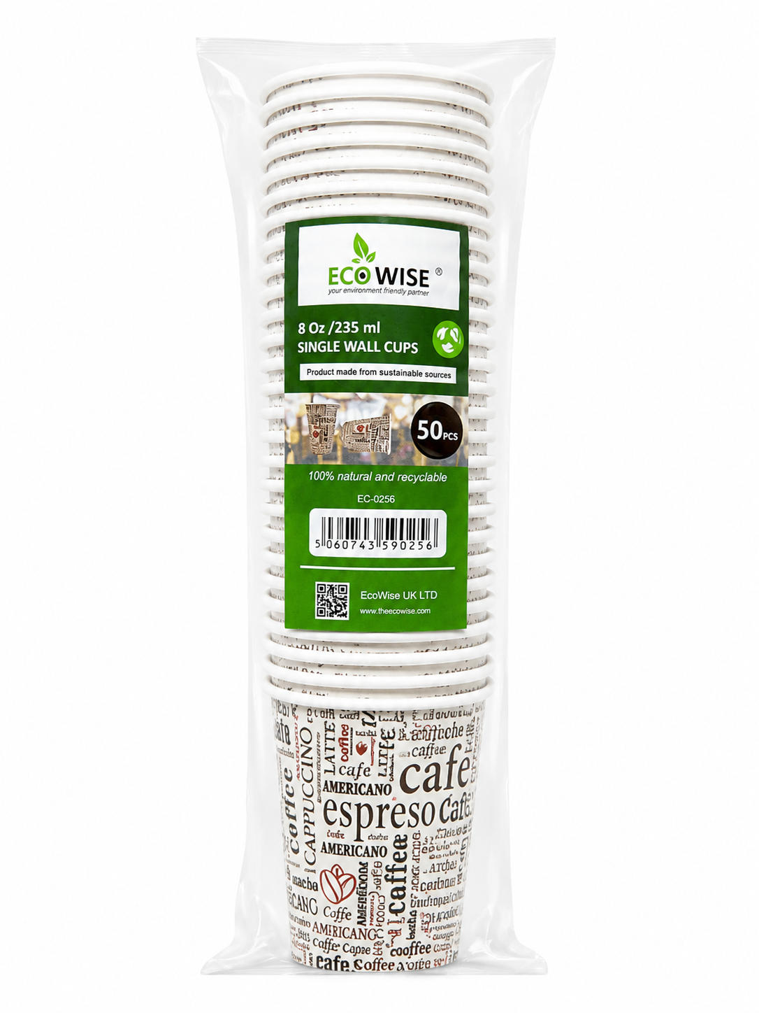 8oz SINGLE WALL CUPS 50pcs - EC0256
