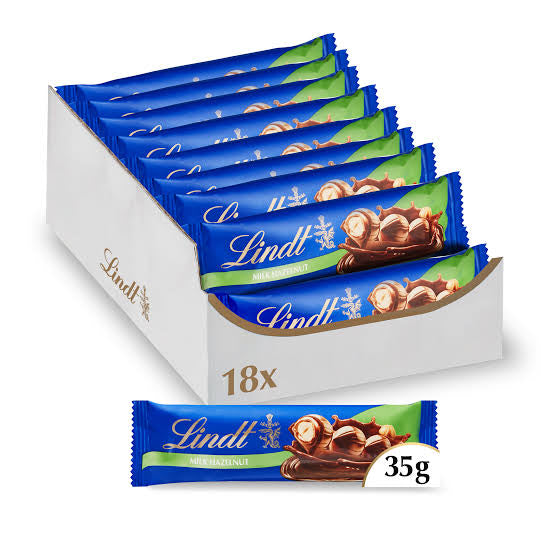 LINDT MILK HAZELNUT 18x35g