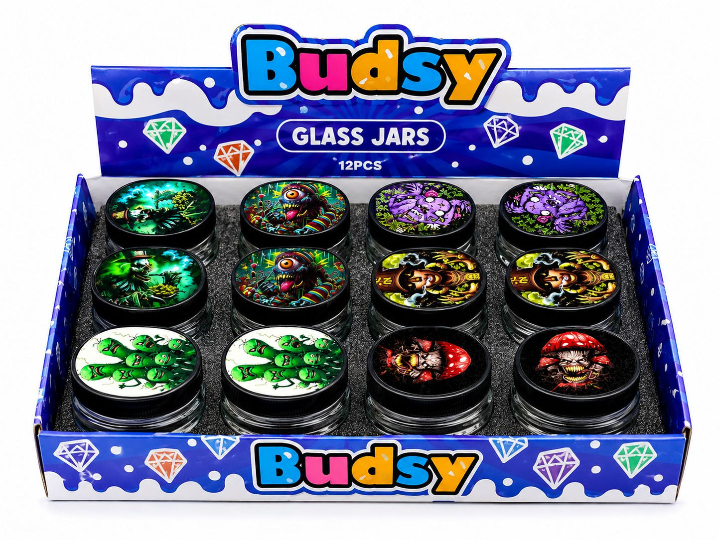 BUDSY SNOWCAPS GLASS JARS